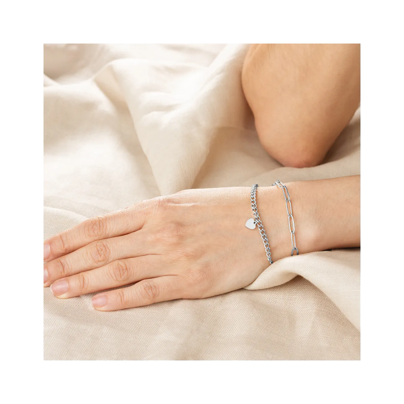 Bracciale Donna Lotus LS2314 In Acciaio Inox Con Ciondoli A Cuore - Lunghezza 20 Cm, Regalo In Confezione