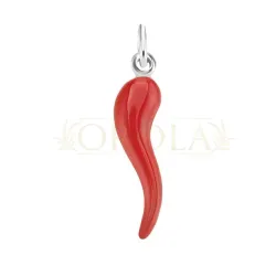 Ciondolo Cornetto della Fortuna Argento Smaltato Rosso CPFA1R -